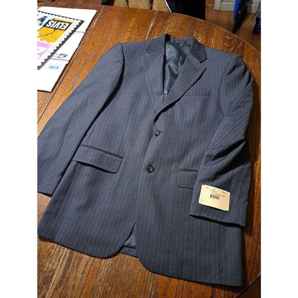 New 36R Grey Pinstripe Single Breast Suit Sports Coat Jacket Blazer NWT - Picture 2 of 7
